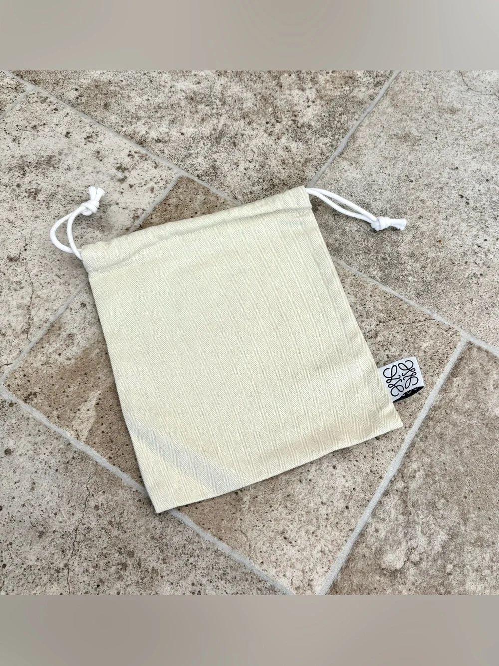 Loewe Cream Canvas Drawstring Pouch